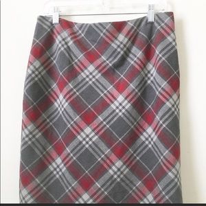The Limited Gray Red Plaid Mini Skirt